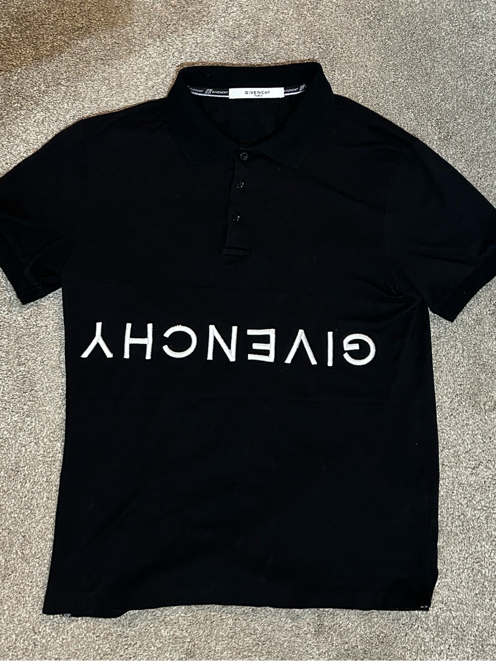 Vintage Givenchy Paris Black Flipped Logo Polo Shirt